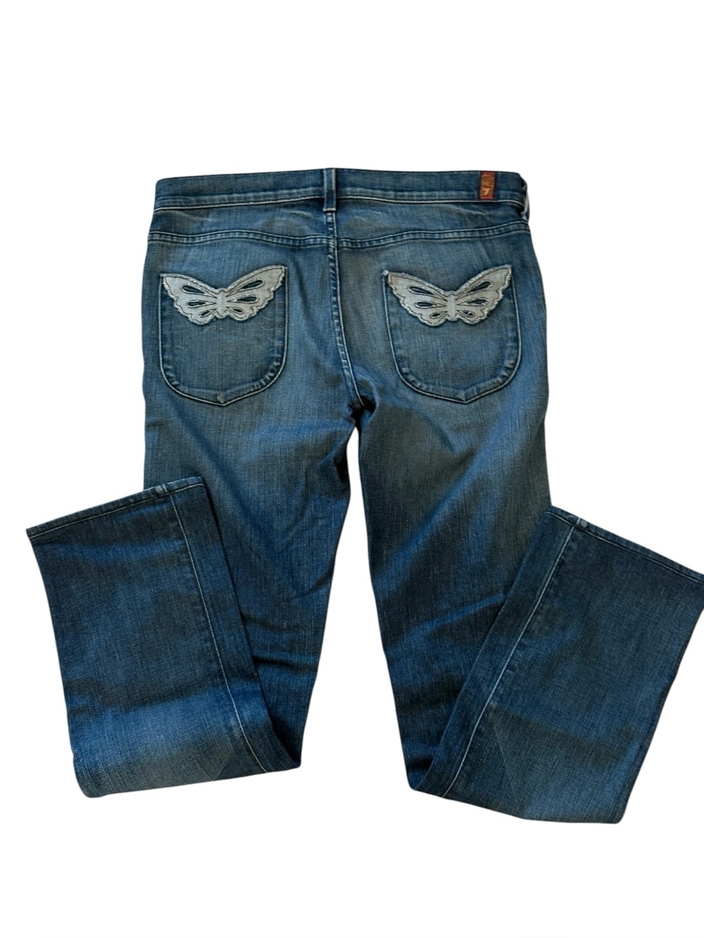 7 for All Mankind Womens Jeans Size 29 Straight Leg Embroidered Butterfly Y2K